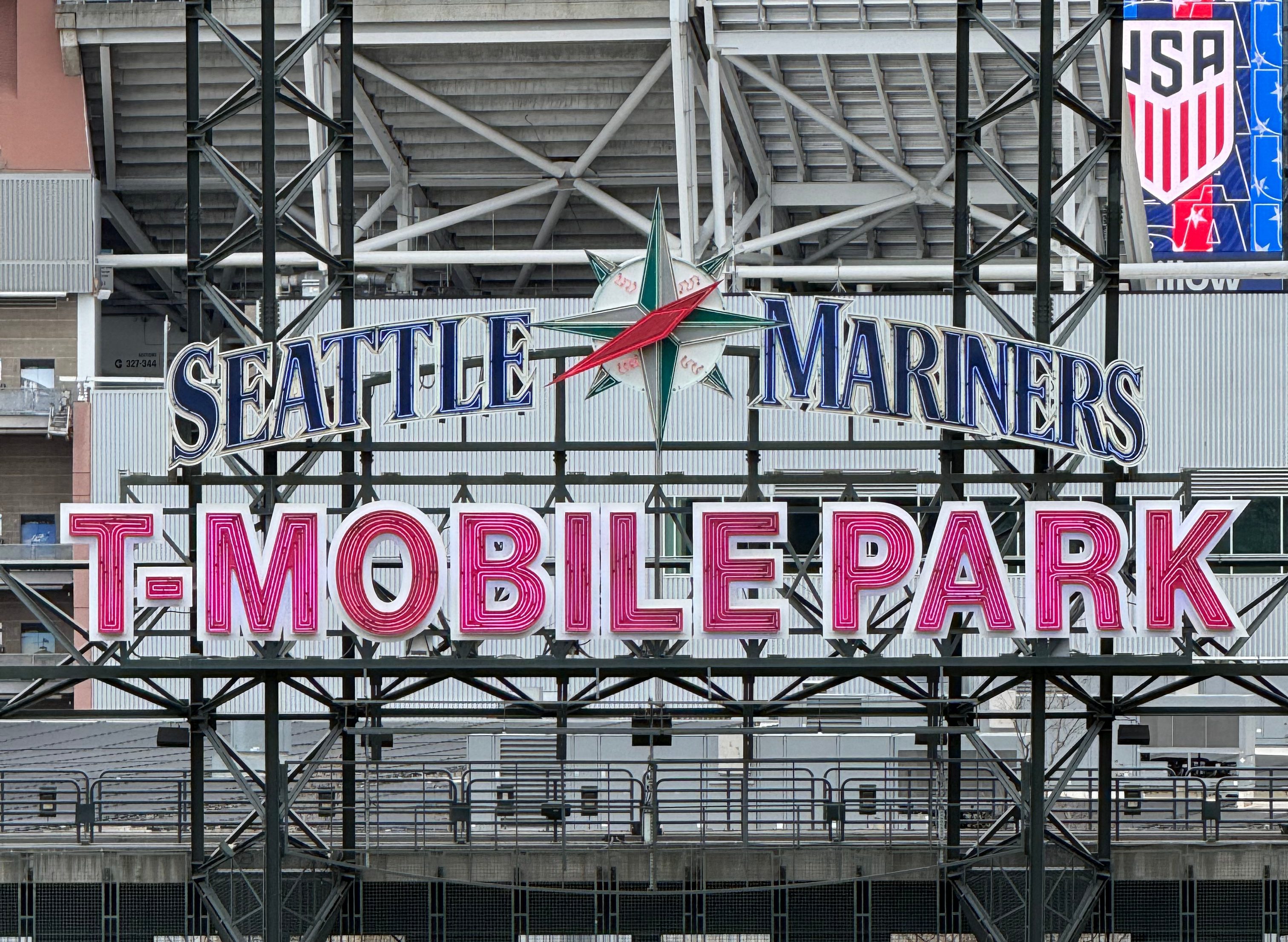 Seattle Mariners T-Mobile Park sign at the stadium